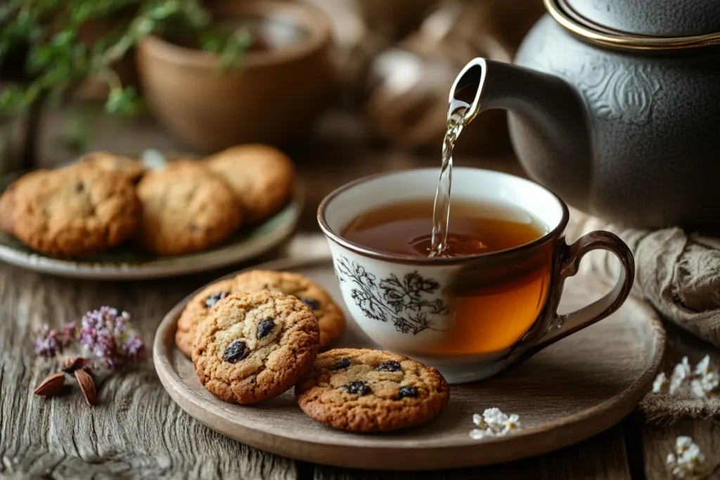 Tea pairings with cookies on a table	