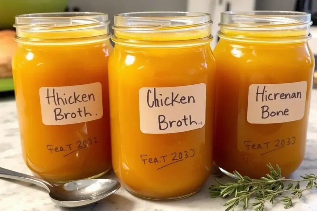 Storing chicken bone broth in jars