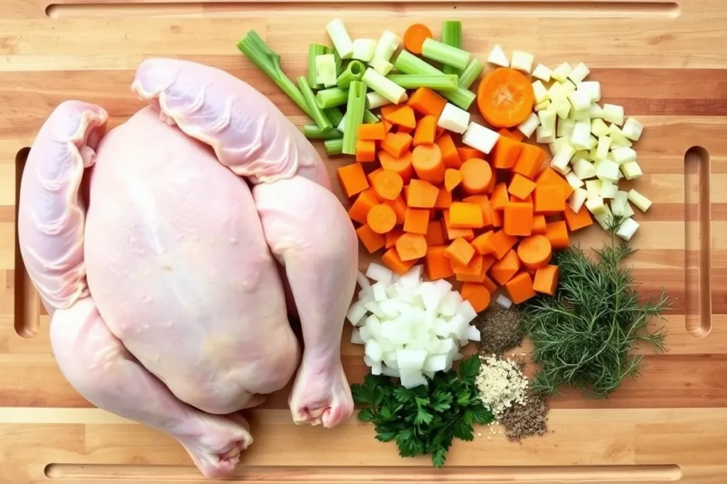 Ingredients for chicken bone broth