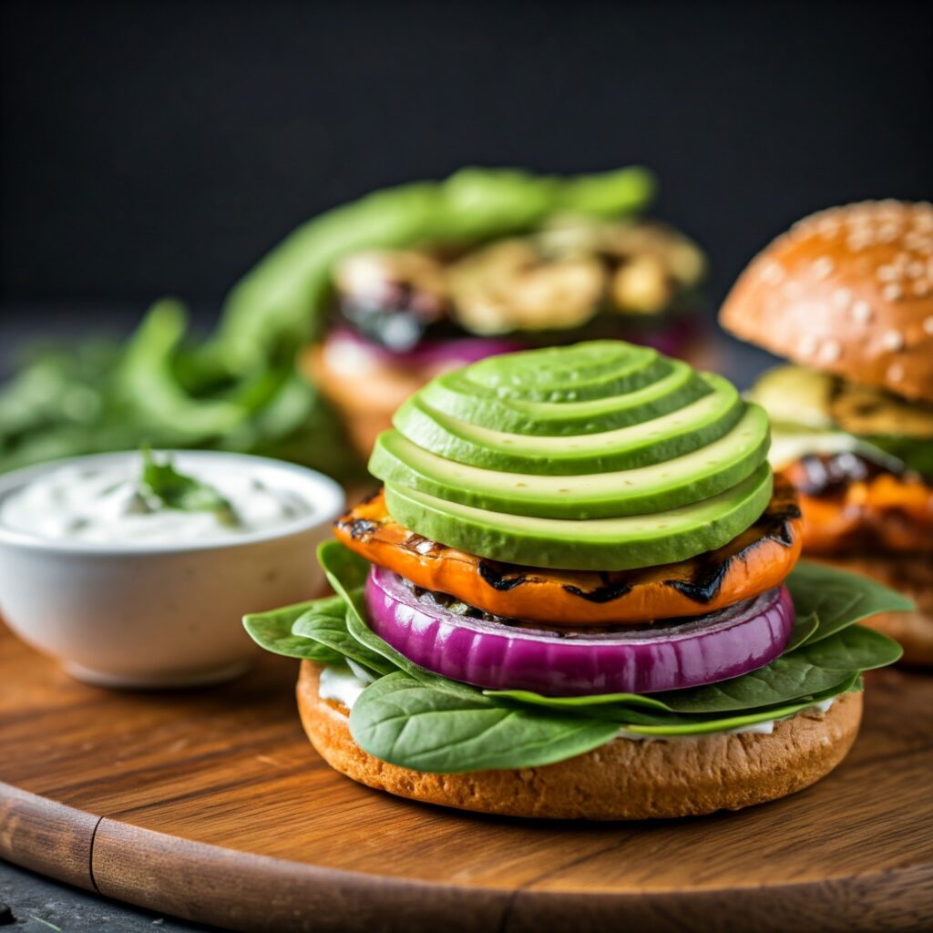 Healthy burger toppings and condiments	