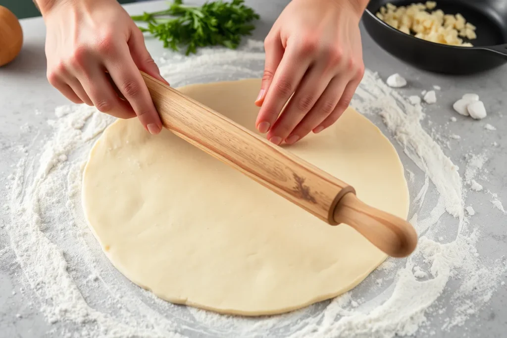 Rolling flatbread dough	