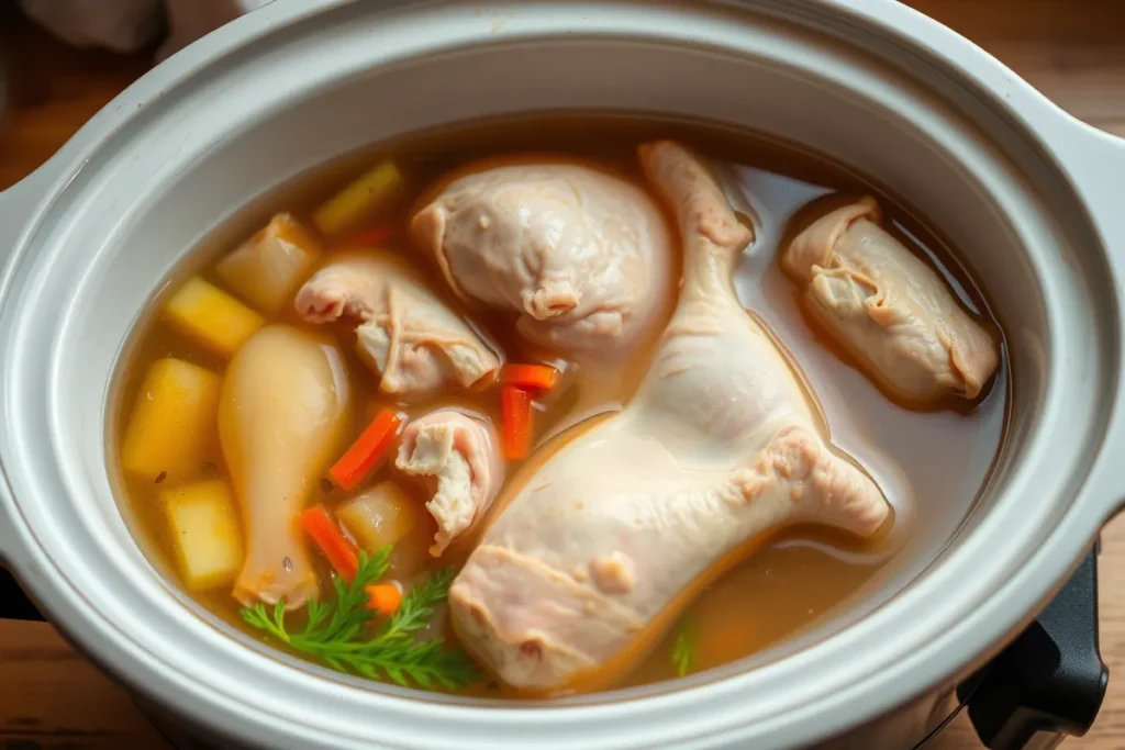 Slow cooker chicken bone broth