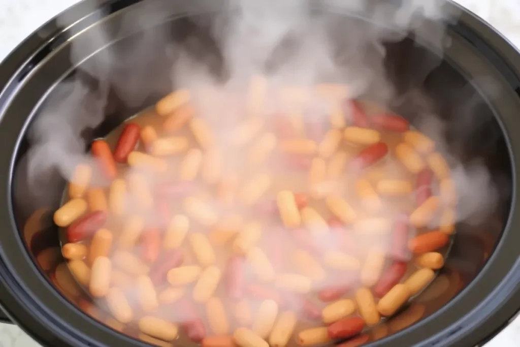 Slow cooker with calico beans	