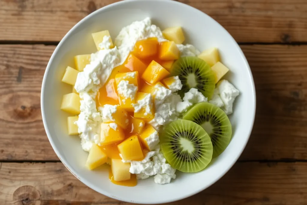 Cottage cheese with tropical fruits	