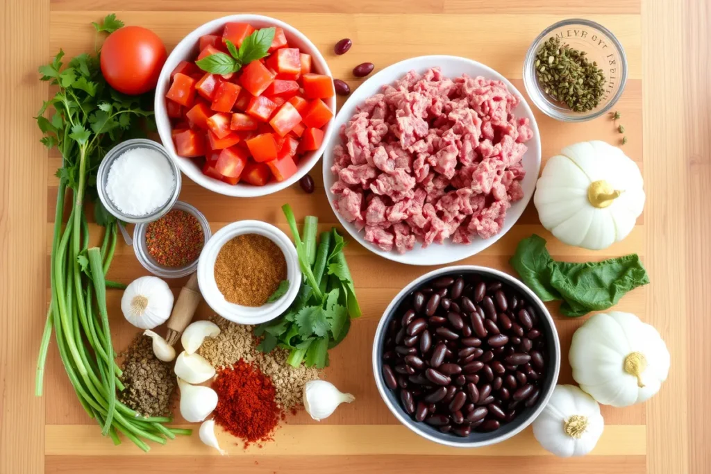 Ingredients for venison chili	