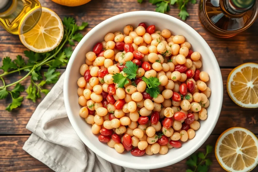 Dense bean salad close-up	