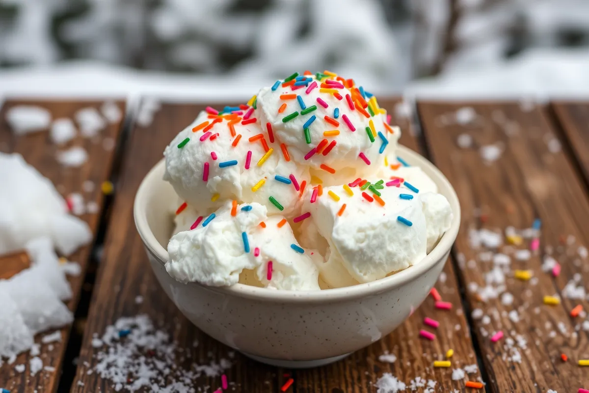 Snow cream recipe in a bowl