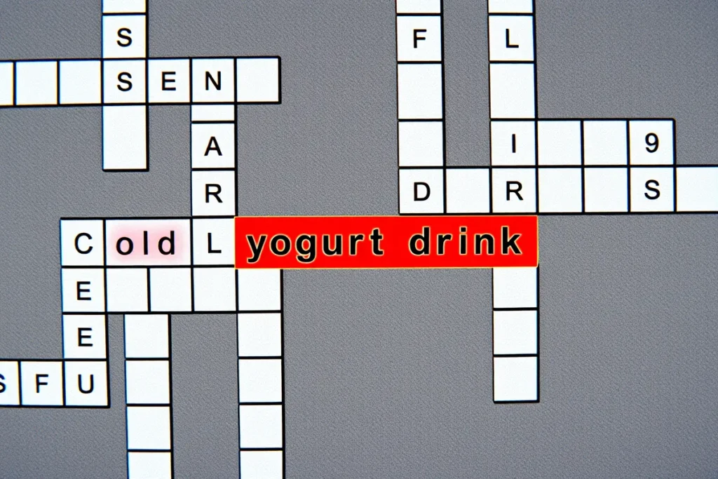 Crossword clue with yogurt drink	