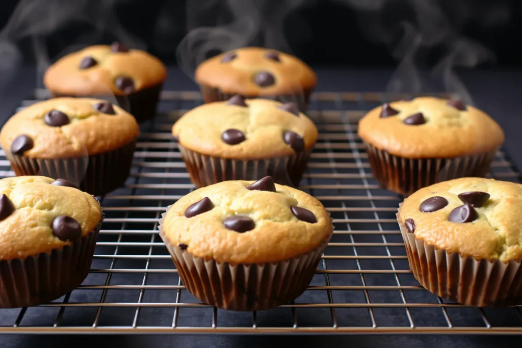 Mini muffins cooling on a wire rack	