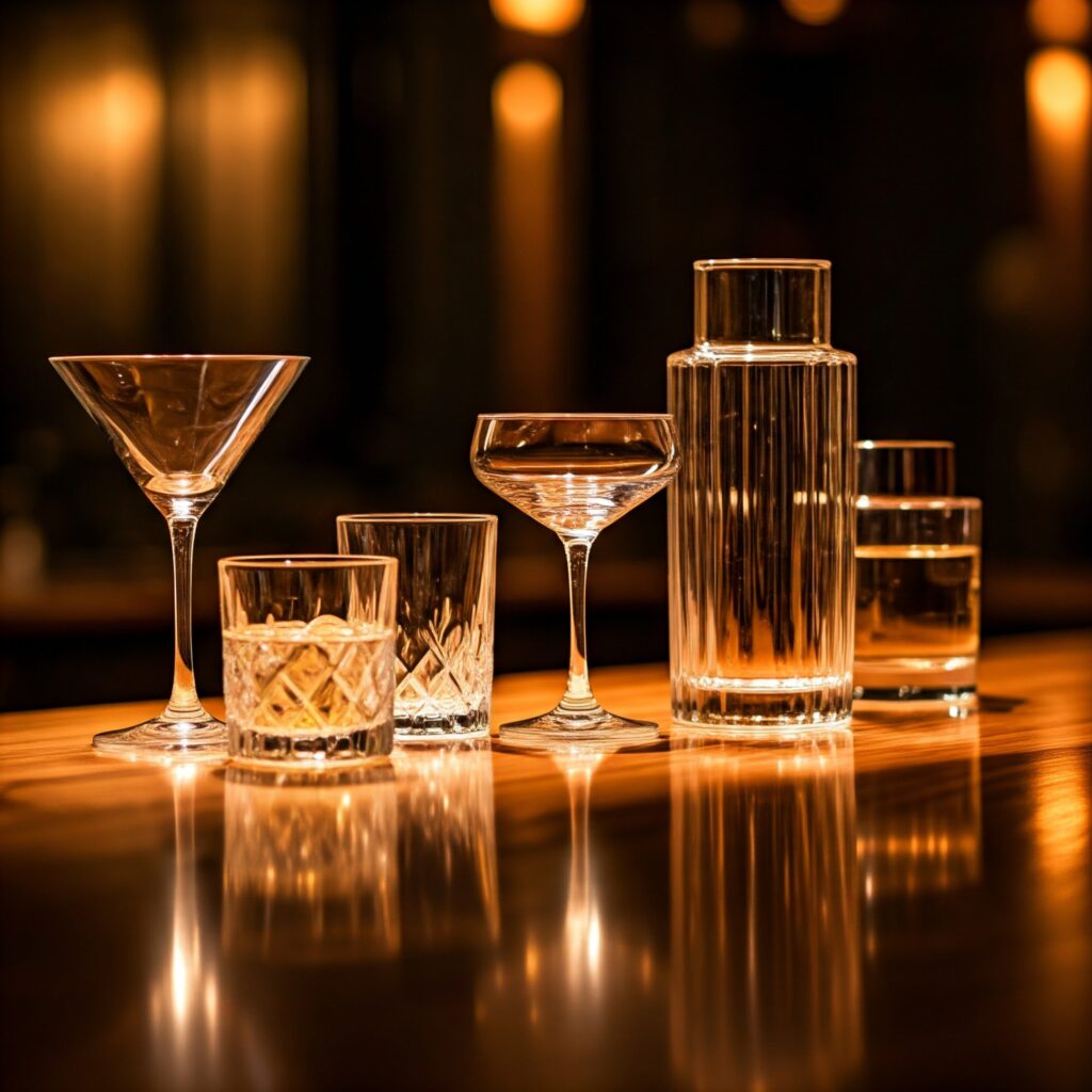 Cocktail glasses on a table