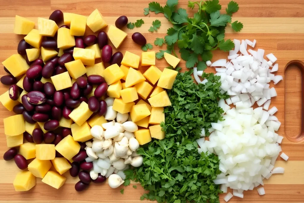 Squash and Kidney Beans Ingredients.	