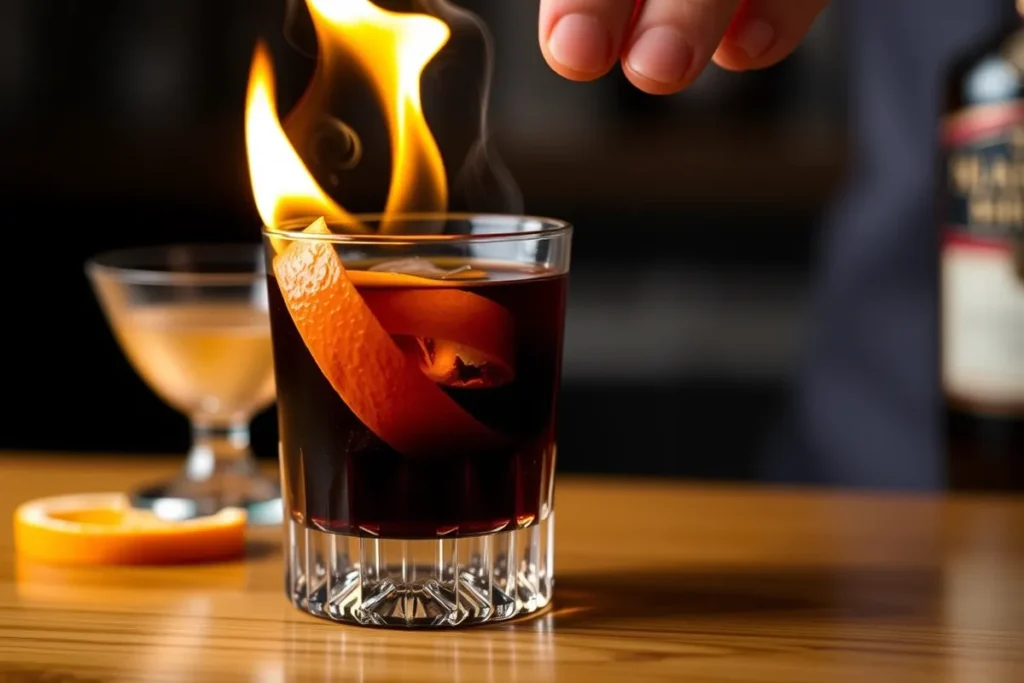 Black Manhattan garnish techniques	