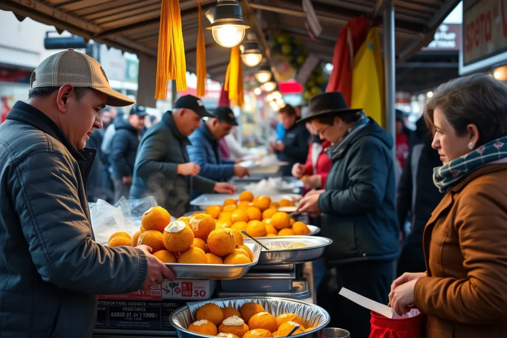 Papas rellenas at a Chilean festival	