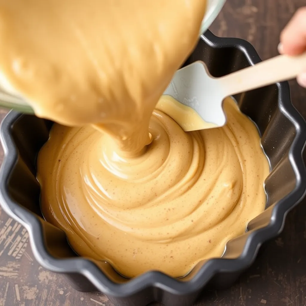 Baking Caribbean Festival Rum Cake Batter in a Bundt Pan	