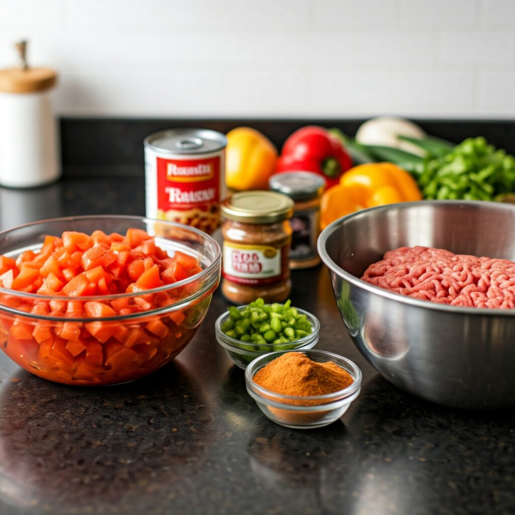 Taco soup ingredients prep	