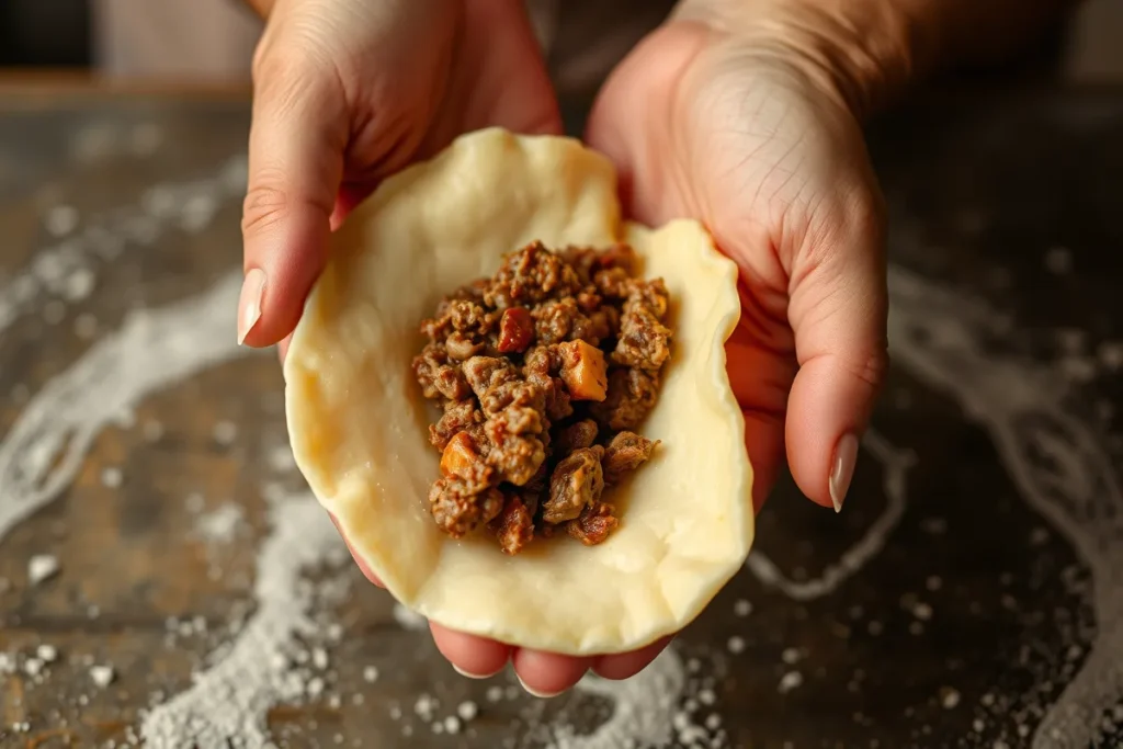 Assembling papas rellenas	