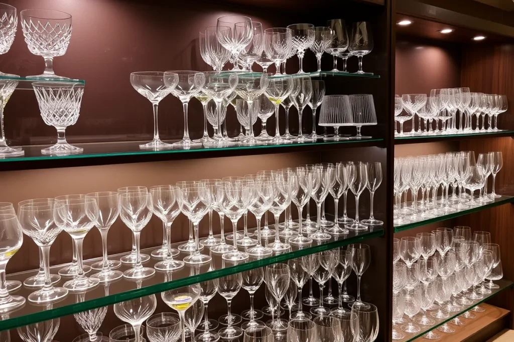 Store display of cocktail glasses	