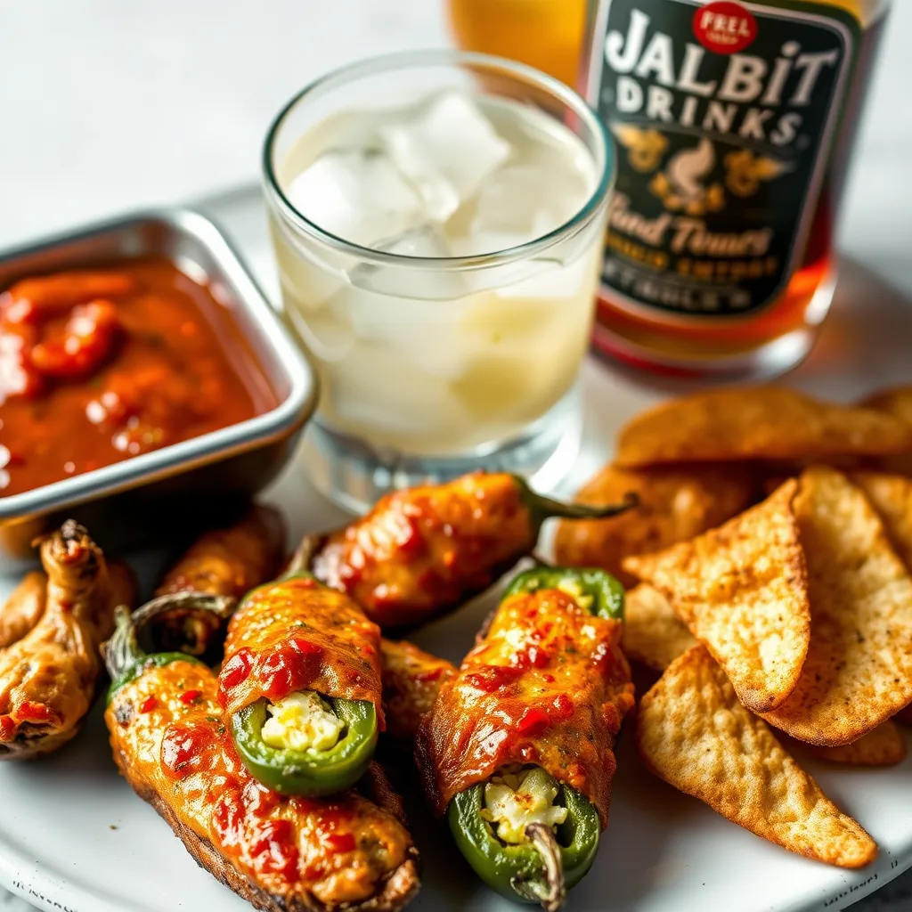 Spicy appetizers with Jalbitedrinks liquor	