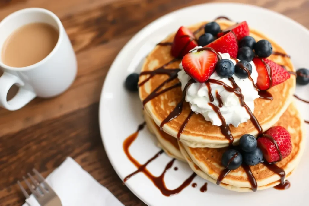 Fluffy flapjacks with toppings	