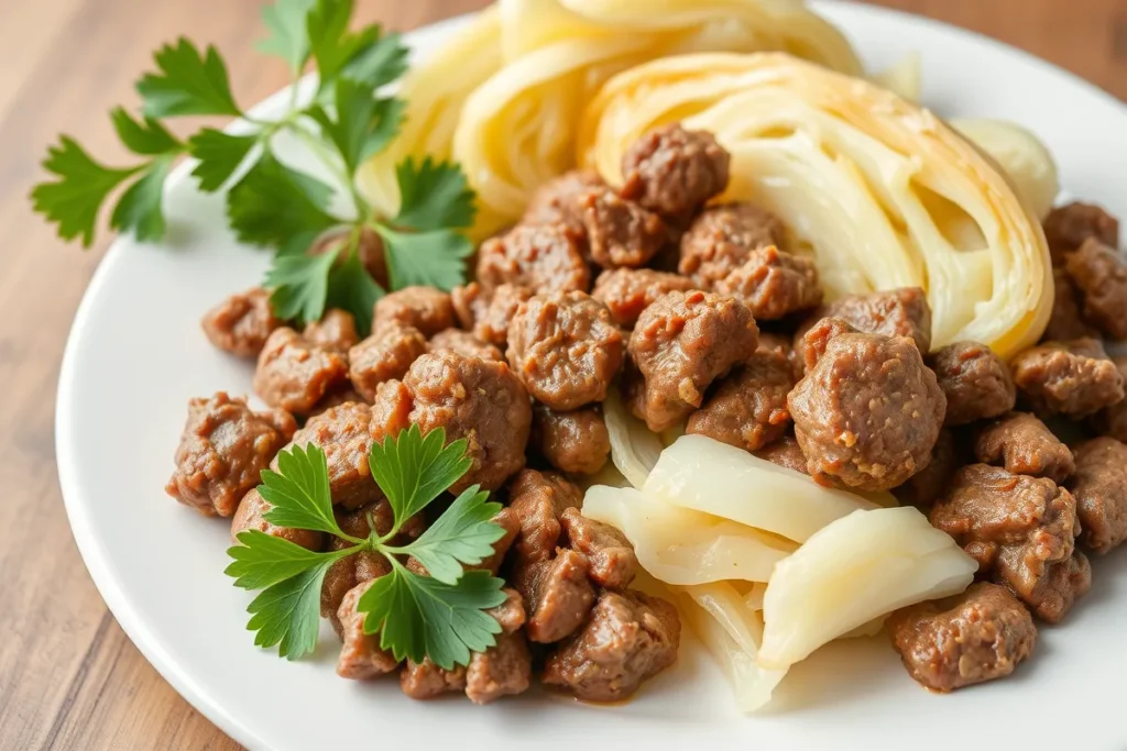 Cabbage and ground beef meal