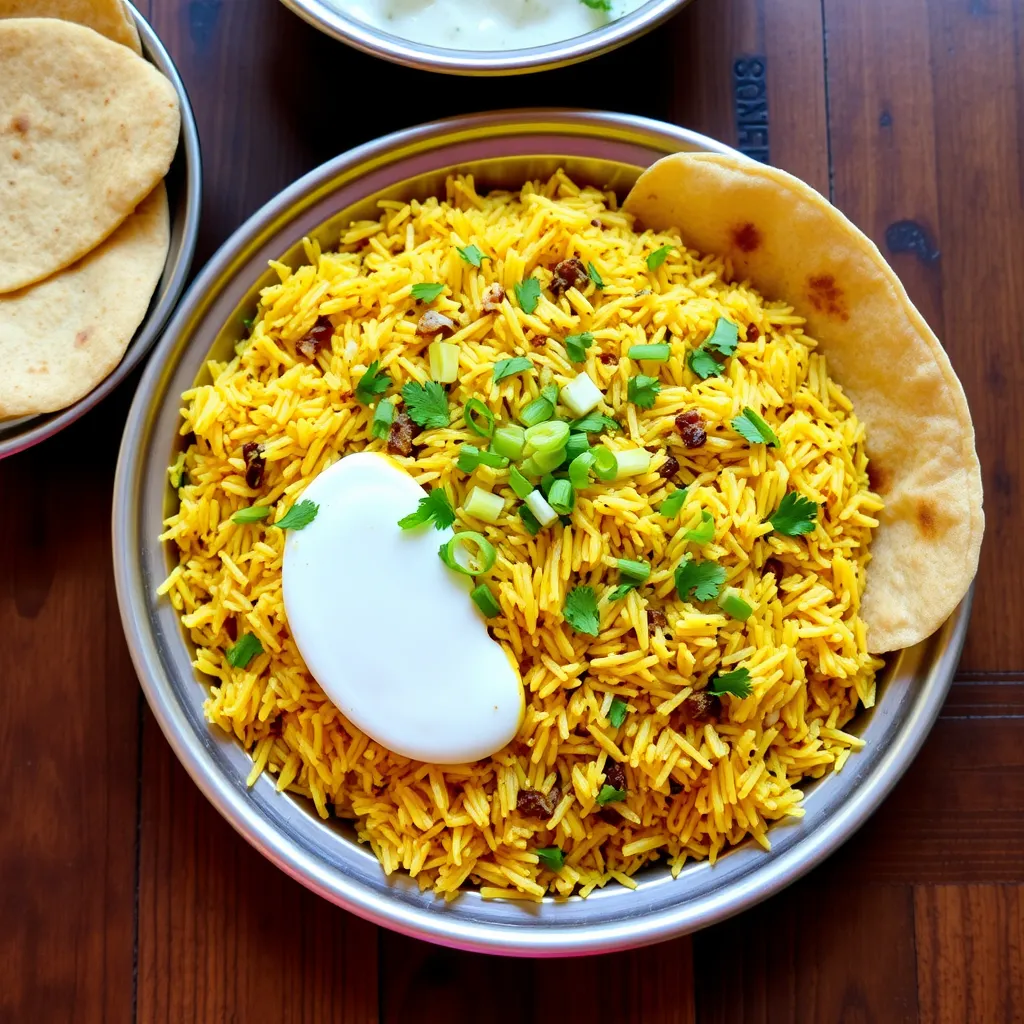 Anjappar Egg Fried Rice served in a traditional steel plate