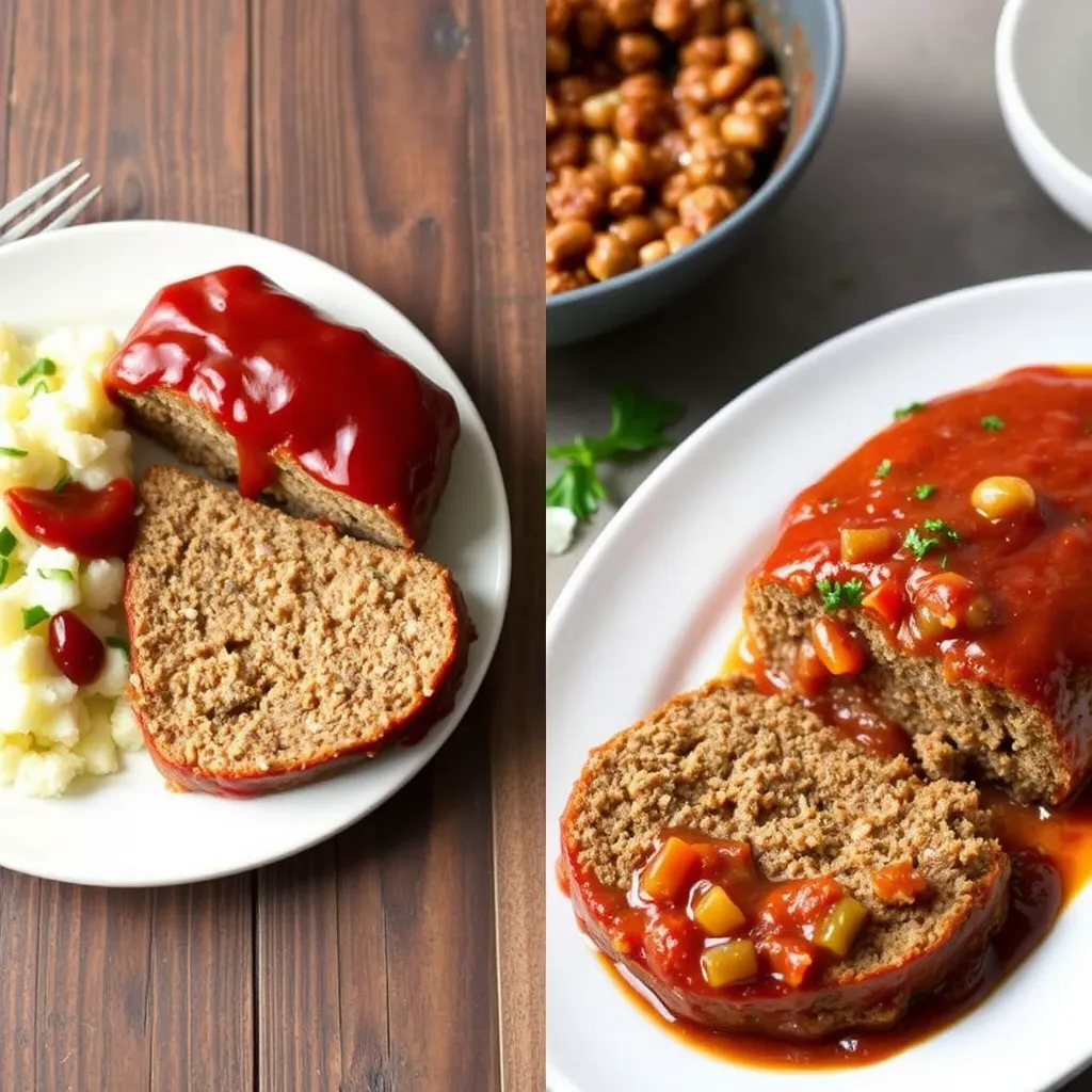 Traditional vs. Creole meatloaf side by side	