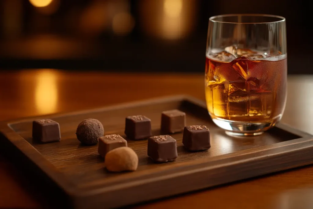 Chocolate truffles and Maple Old Fashioned	