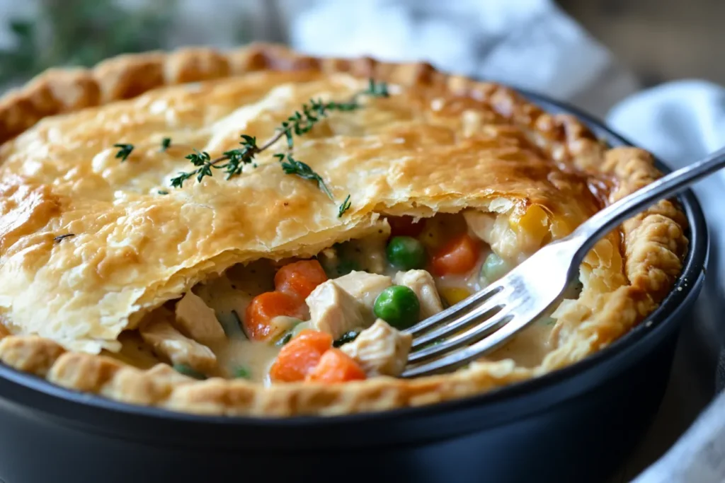 Healthy alternative Pillsbury Chicken Pot Pie with a single crust	