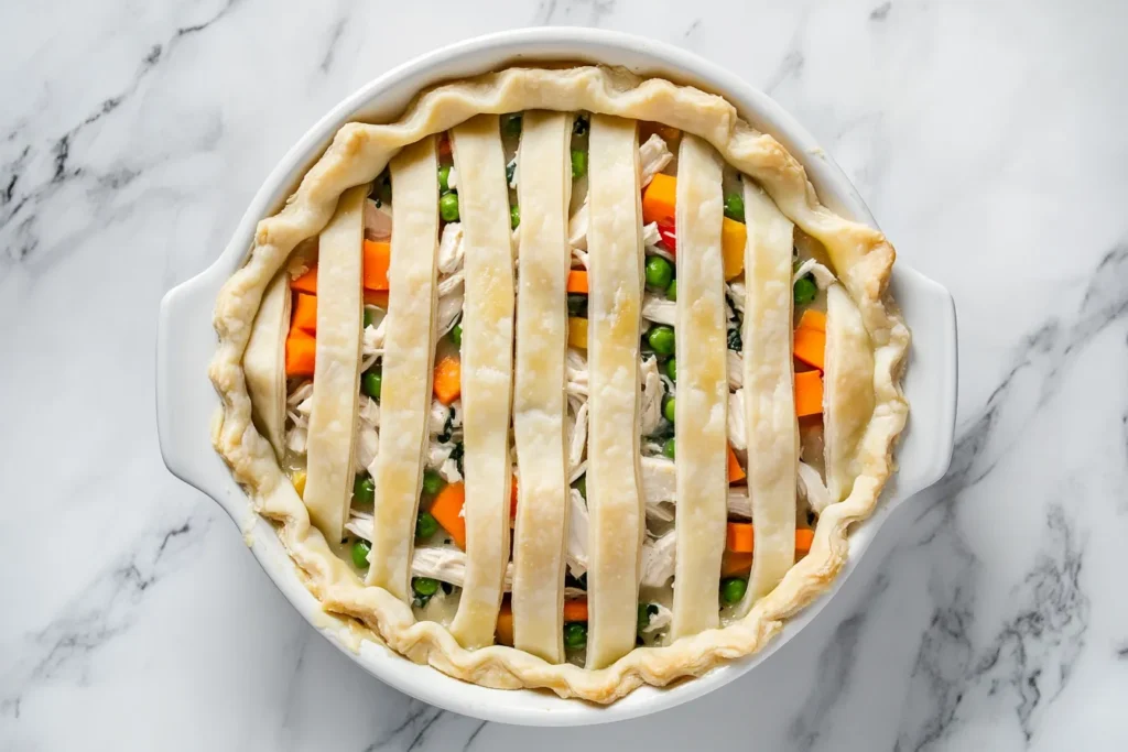 Unbaked Pillsbury Chicken Pot Pie before baking	