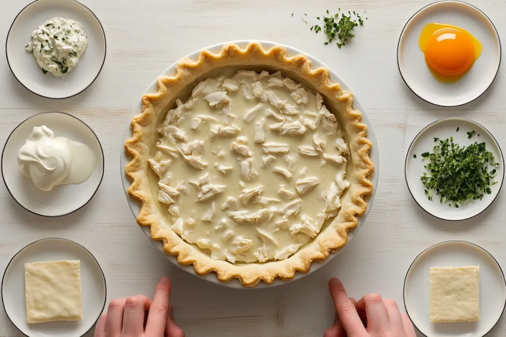 Step-by-step Pillsbury Chicken Pot Pie assembly	