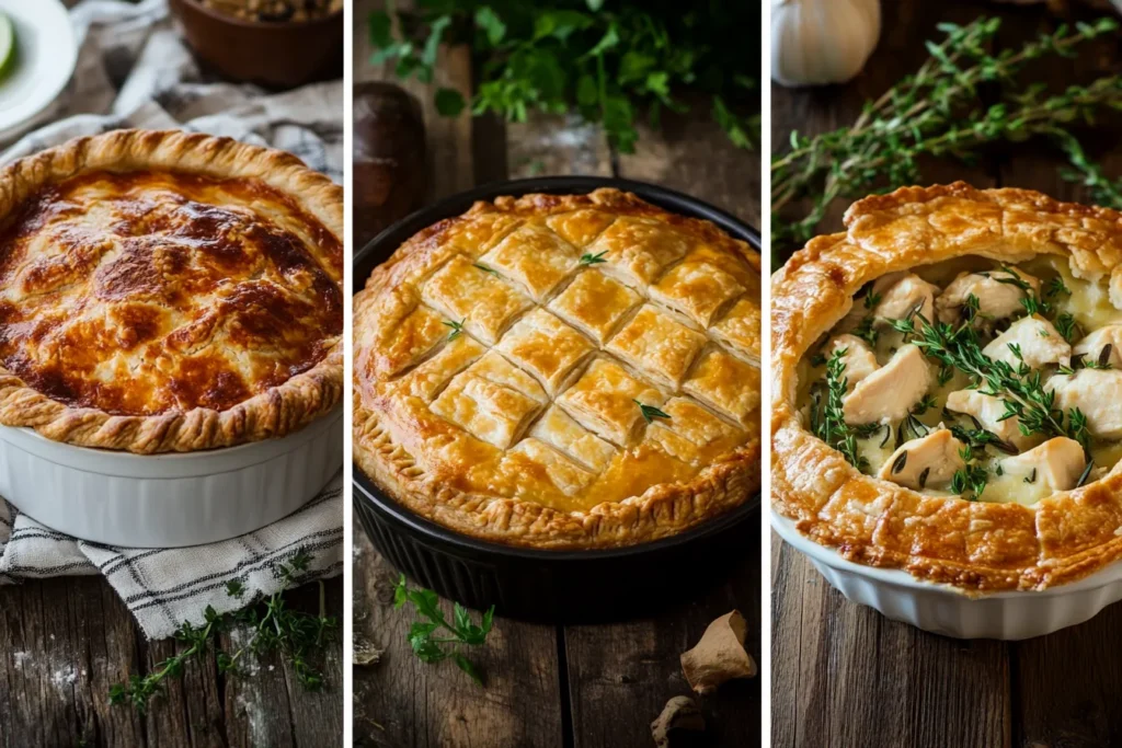 Traditional homemade chicken pot pie from scratch	