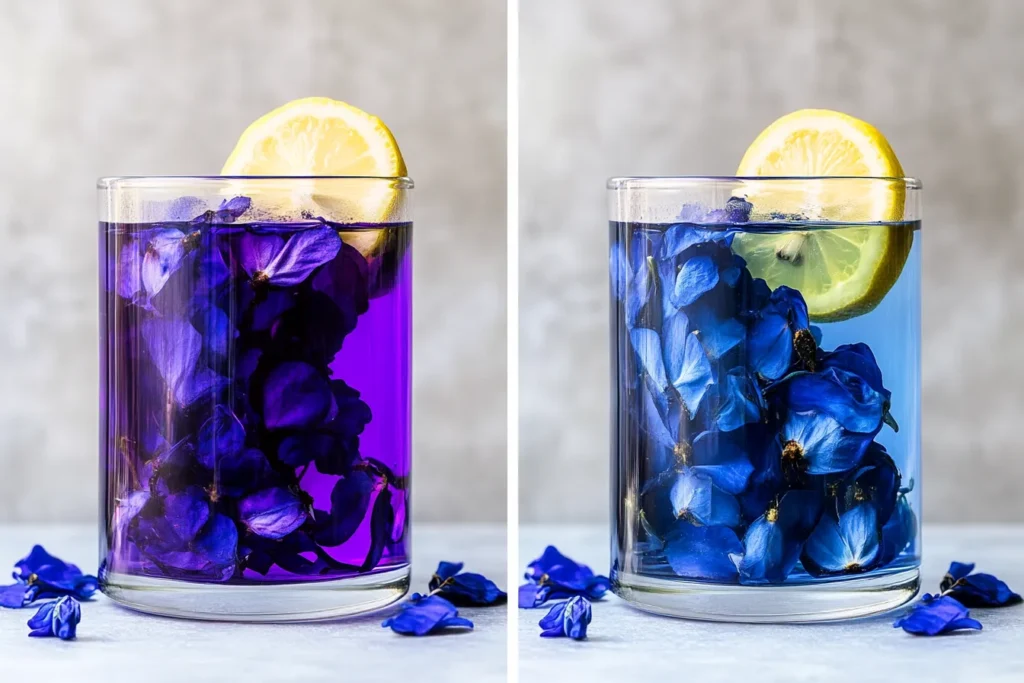 Butterfly pea flower tea changing color	