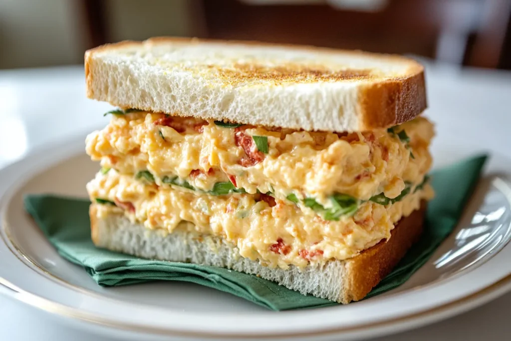 Masters Pimento Cheese Recipe on white bread